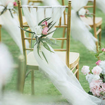 Wedding chair back yarn wedding background gauze veil chair back Swiss yarn mesh sign-in desk layout outdoor wedding decoration yarn