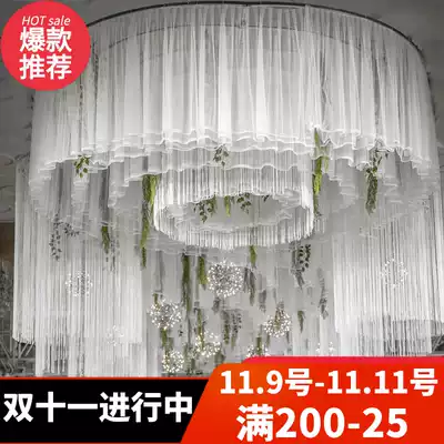 Wedding props hanging ceiling gauze wedding Swiss mesh cloud top floating top ring hotel banquet wedding hall hanging ceiling cloth