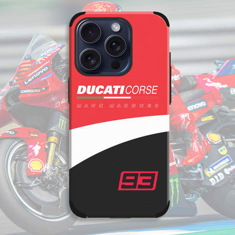 Iconic Ducati Corse Marc Marquez 93 MotoGP Red White Black iPhone Case