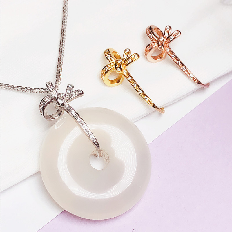 Ping An buckle clip 925 pure silver buckle pendant Pendant Clip Silver Belt Head Emerald Jade Crystal Silver Clip Button New