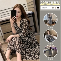 Big Code Womens Dress 2021 Early Spring Fall New Fat Mm Display Slim Long Sleeve Law Style Long Skirt Crummy Dress Dress