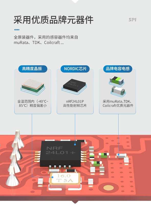 Zeyao 2.4G thu phát không dây truyền dữ liệu RF mô-đun gốc Bắc Âu nRF24L01 + chip cấp công nghiệp