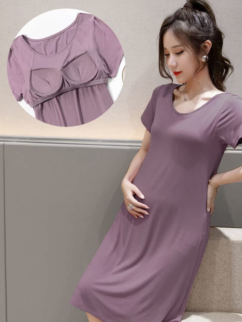 Maternity dress Short-sleeved loose modal dress Korean version of the long version of fashion 2020 summer decoration pregnant woman long dress