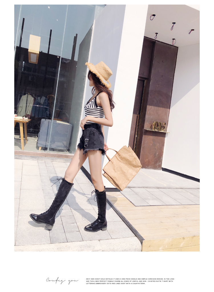 VK旗艦店 韓系時尚流蘇邊兩色扣環牛仔短褲單品短褲