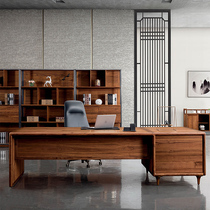 New Chinese solid wood desk desk desk desk Zen President boss table big class modern office furniture group