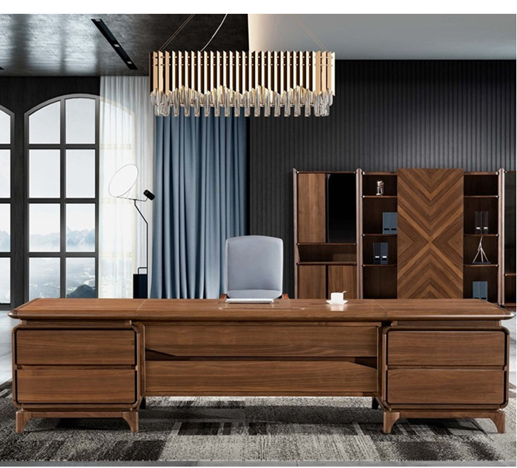 Solid Wood New Office Owner Table New Chinese General Manager Big Bandae President Table Brief Modern Table And Chairs Combination