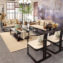 New Chinese sofa modern living room Zen fabric sofa combination model room clubhouse furniture all solid wood sofa