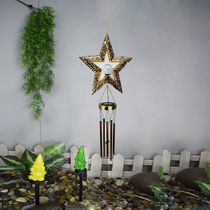 Solar Garden Courtyard Balcony Hanging Accessories Wind Bells Light Outdoor Iron Art Luminous Stars Resin Landscape Decoration Colorful Lights