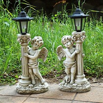 Solar Doorway Light Courtyard Garden Outdoor Waterproof Resin Angel Antique Handicraft Swing gate lamp decoration