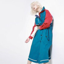 Sports series 2021 autumn on the new stitching contrast color casual coat medium-long sports loose windbreaker coat tide