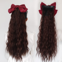 Disassemble the comb bow ponytail any with corn hot wool roll long small curly braid wig long curly hair