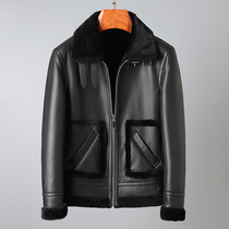 Heavy incoming original ecological fur one male leather jacket lapel short winter lamb fur coat