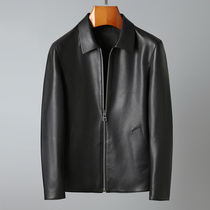 Cutting process imported cowhide leather jacket men Business casual leather jacket jacket middle-aged lapel leather leather leather jacket men