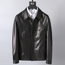 Broken mens leather jacket imported lambskin casual short lapel leather leather jacket mens coat
