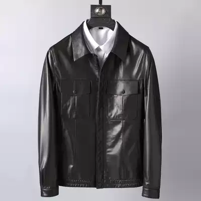 Broken men's leather jacket imported lambskin casual short lapel leather leather jacket men's coat