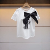 Jorya Round Neck Graffiti Printed Bow футболка Top Summer Counter подлинная L1204001-2180