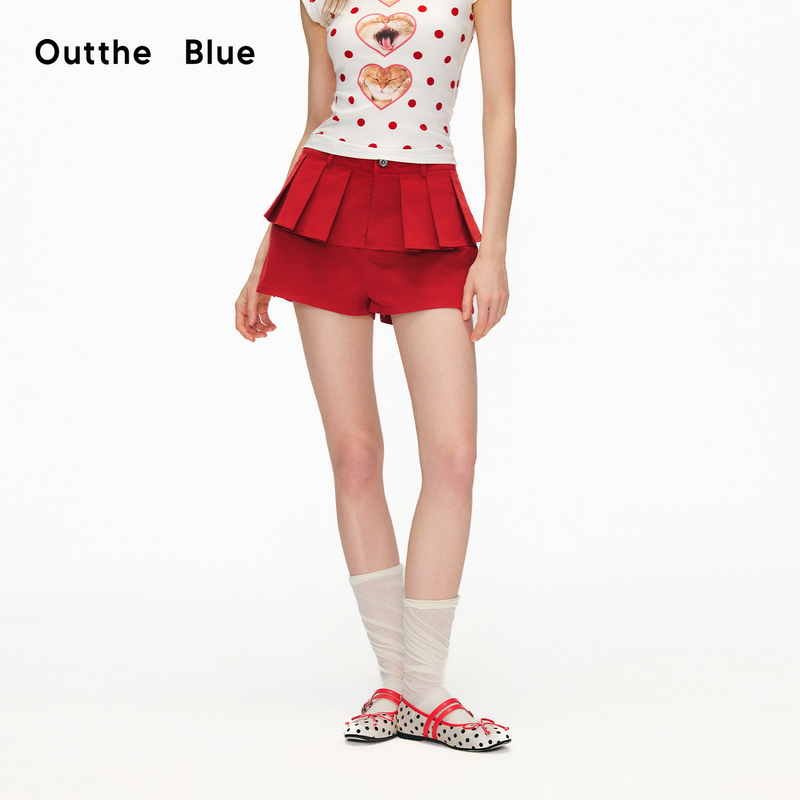 Outtheblue Summer Vitality 100% New Summer Style Red Fake Two-Piece Versatile Skirt Shorts Skirt Pants for Women Outtheblue Summer Vitality 100% New Summer Style Red Fake Two-Piece Versatile Skirt Shorts Skirt Pants for Women