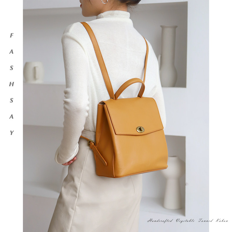 FASHSAY headlayer cow leather genuine leather woman 2021 new summer advanced sensation small crowdsourced original commuter double shoulder small scapegoat