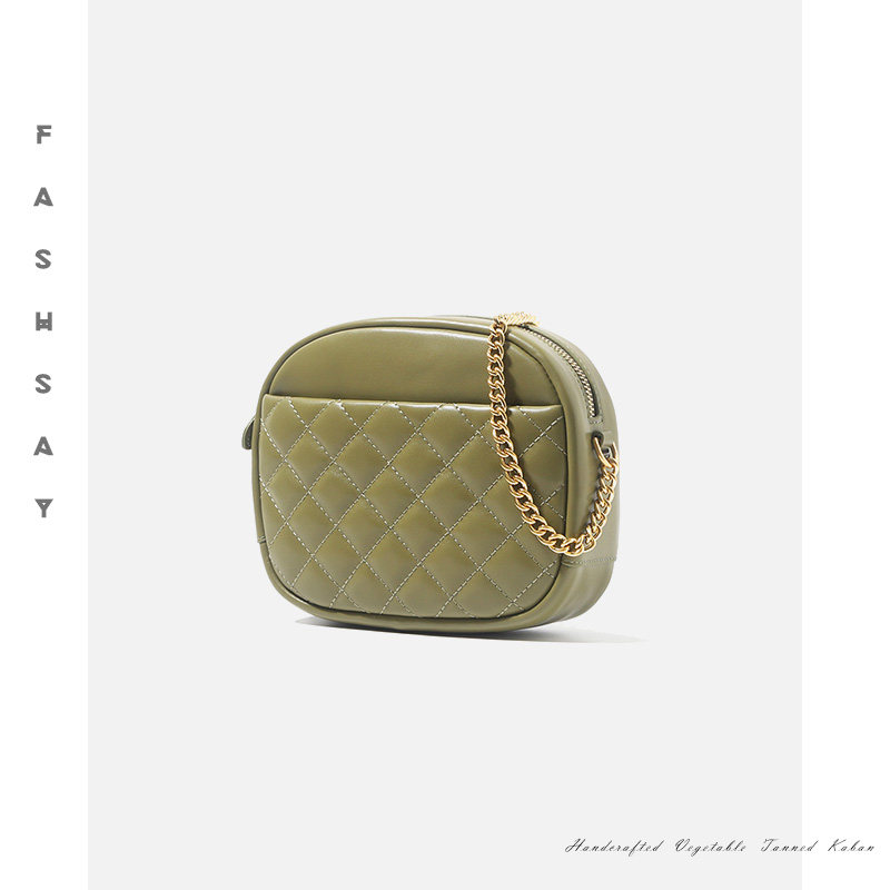 FASHSAY leather ladies 2022 new fashion summer summer small fragrance style diamond chain messenger small bag