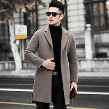 Autumn and winter woolen coat, men's Albaka wool medium length non cashmere woolen coat, new men's windbreaker