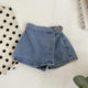 Girls denim culottes 2023 summer children's clothing new children's Korean version button all-match shorts baby girl jeans