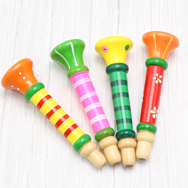 Wooden children's horn safe non-toxic toys kindergarten whistle baby blowing instrument small whistle can blow children