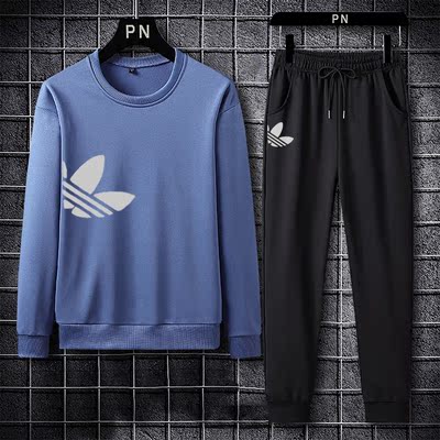 潮牌卫衣男长袖秋季套装2020新款