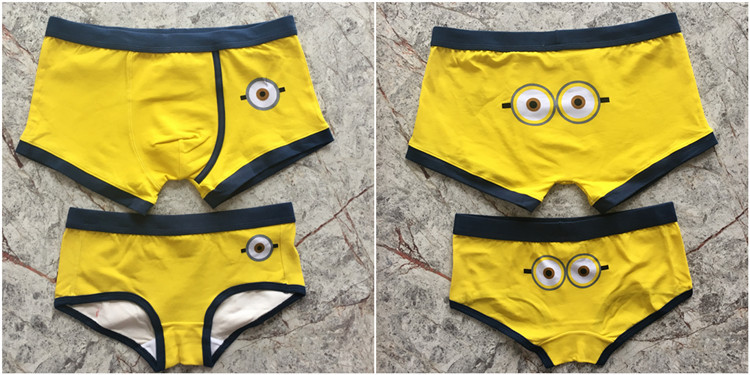 2 gói Cotton mới hoạt hình cặp đôi đồ lót nam boxer nữ tam giác bông gợi cảm đồ lót dễ thương sip 
