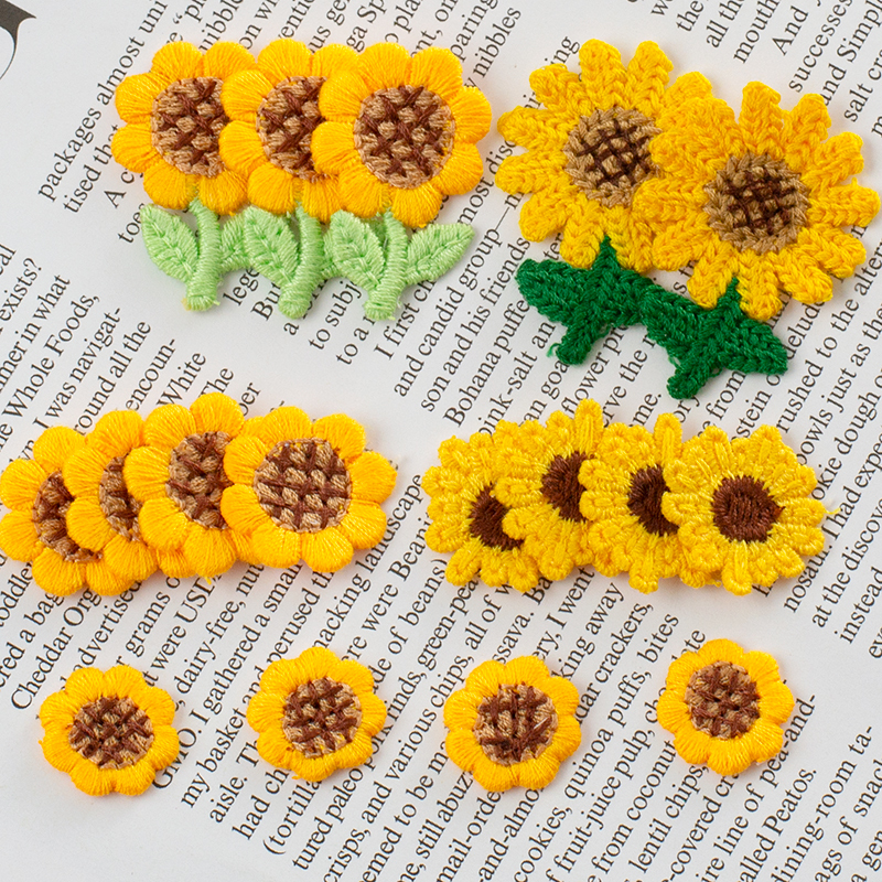 Yellow Sunflower Embroidered Flower Patch, Cute Sunflower Clothing Fabric Hair Accessory Accessory Yellow Sunflower Embroidered Flower Patch, Cute Sunflower Clothing Fabric Hair Accessory Accessory