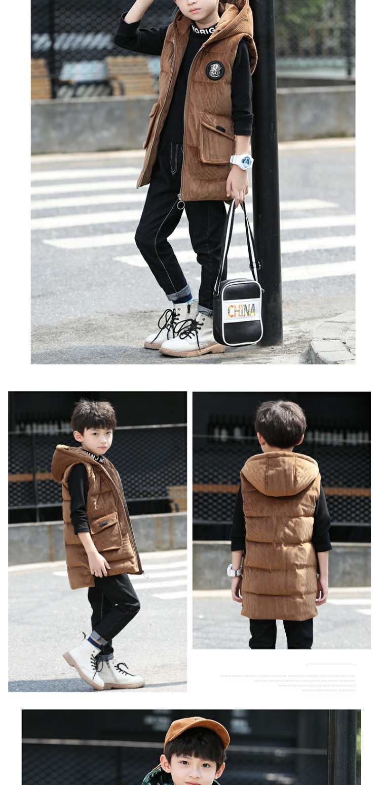 2018 trẻ em mới mùa xuân và mùa thu lớn trẻ em cotton vest nam trùm đầu áo nhung kẻ dây kéo thời trang Hàn Quốc phiên bản thủy triều áo gile trẻ sơ sinh