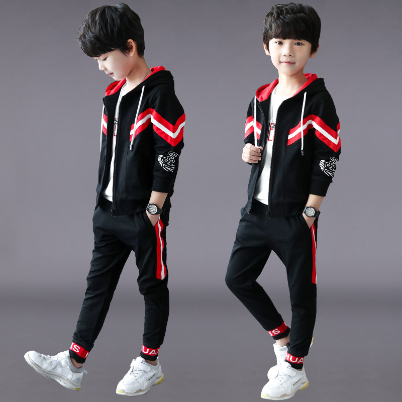 Boys' autumn suit 2018 new middle and big children's Korean version of the tide clothes children's sweater two-piece sports spring and autumn 15