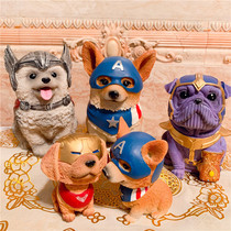 Exterminate Pa Schapie dog Captain America Corgi Iron Man Golden retriever resin ornaments piggy bank boys gifts