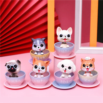 Small cup fortune Teacup Dog blind box Tide play hand-made shaking head small doll Couple gift car car ornaments