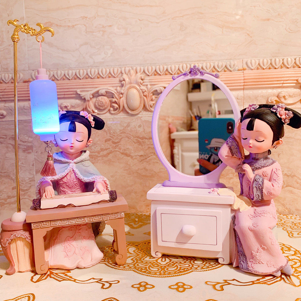 Teenage Girl Hearts Court Tinting Girl Makeup Bench Mirror Small Lights Swing Piece Gog Retro Adornment Girl Birthday Presents