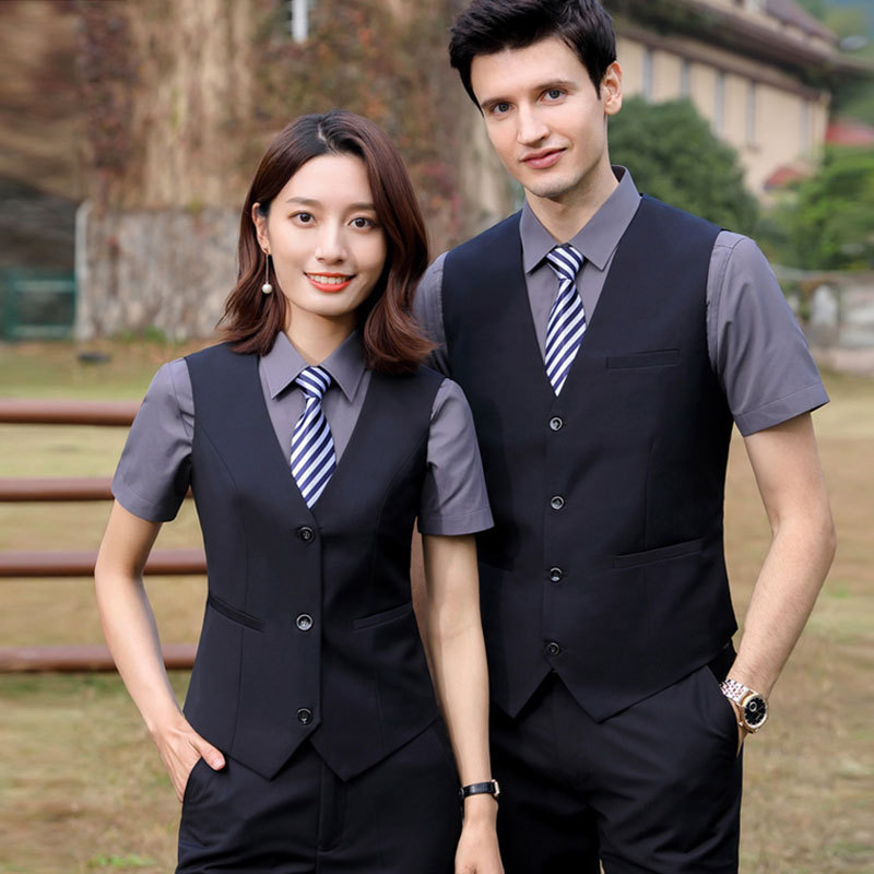 Business Suits, Vests, Men's and Women's Short Bank Professional Suits, Vests, Vests, Vests, Shirts, Overalls