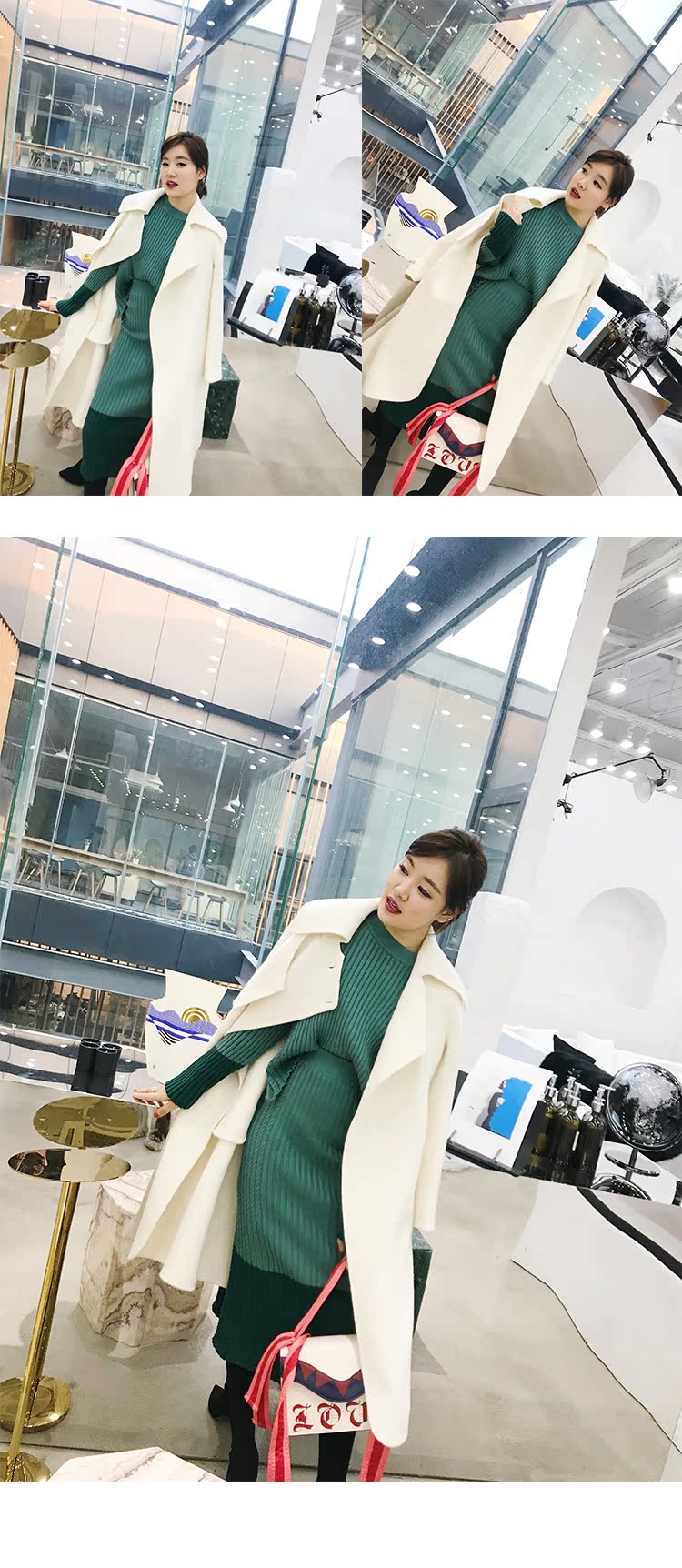EM STUDIO Albaka áo choàng dài hai mặt lỏng lẻo áo jacket nữ