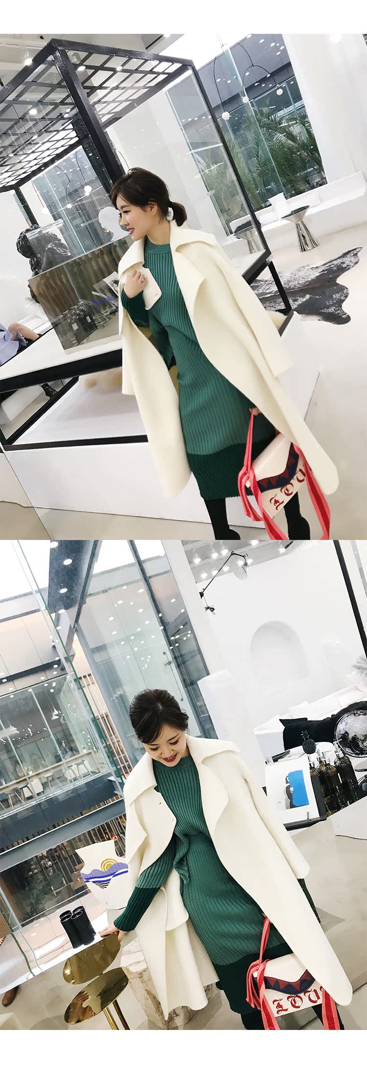 EM STUDIO Albaka áo choàng dài hai mặt lỏng lẻo áo jacket nữ