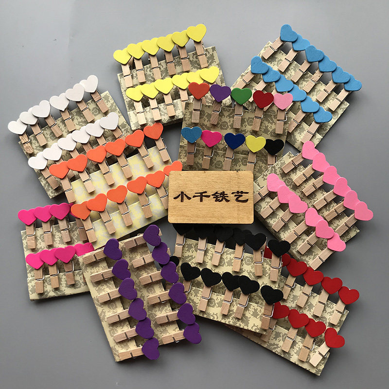 Color Loving Small Wood Clips Hemp Rope Photo Wall Wedding Han Style Teenage Girl Log Cute Convenience Post Message Photo Clip