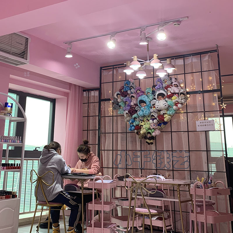 ins net red creative decoration love doll wall fixed storage grid plush toy cloth doll wall hanger