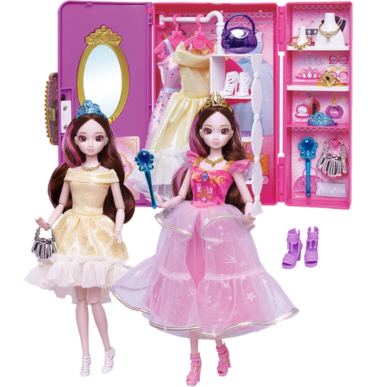 Anlili Dream Princess Girl Xiao Ling Magic World Shining Back Wardrobe Cabinet Doll Set toys
