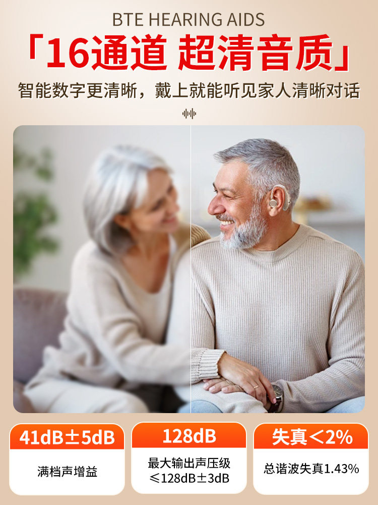 Bone Conduction Hearing Aid Headphones for the Elderly, Genuine Product for the Deaf, Behind-The-Ear Rechargeable Wireless Invisible Device for Seniors