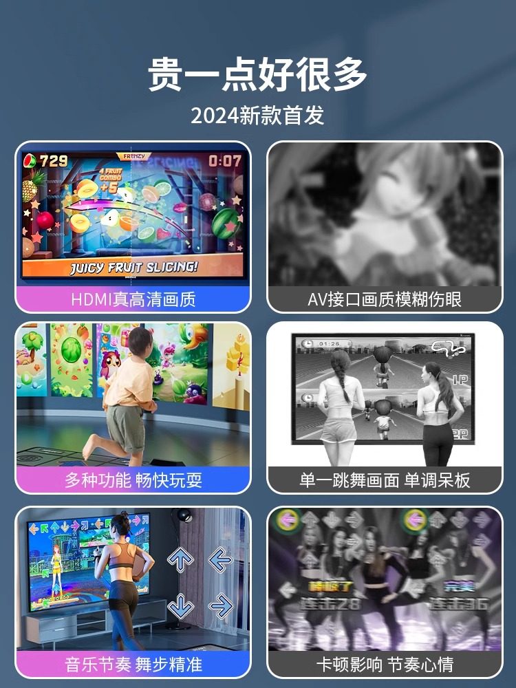 German Dance Mat for Tv, Home Dance Machine, Double Wireless Game, Motion-Sensing Exercise, Children's Fitness, High-Definition