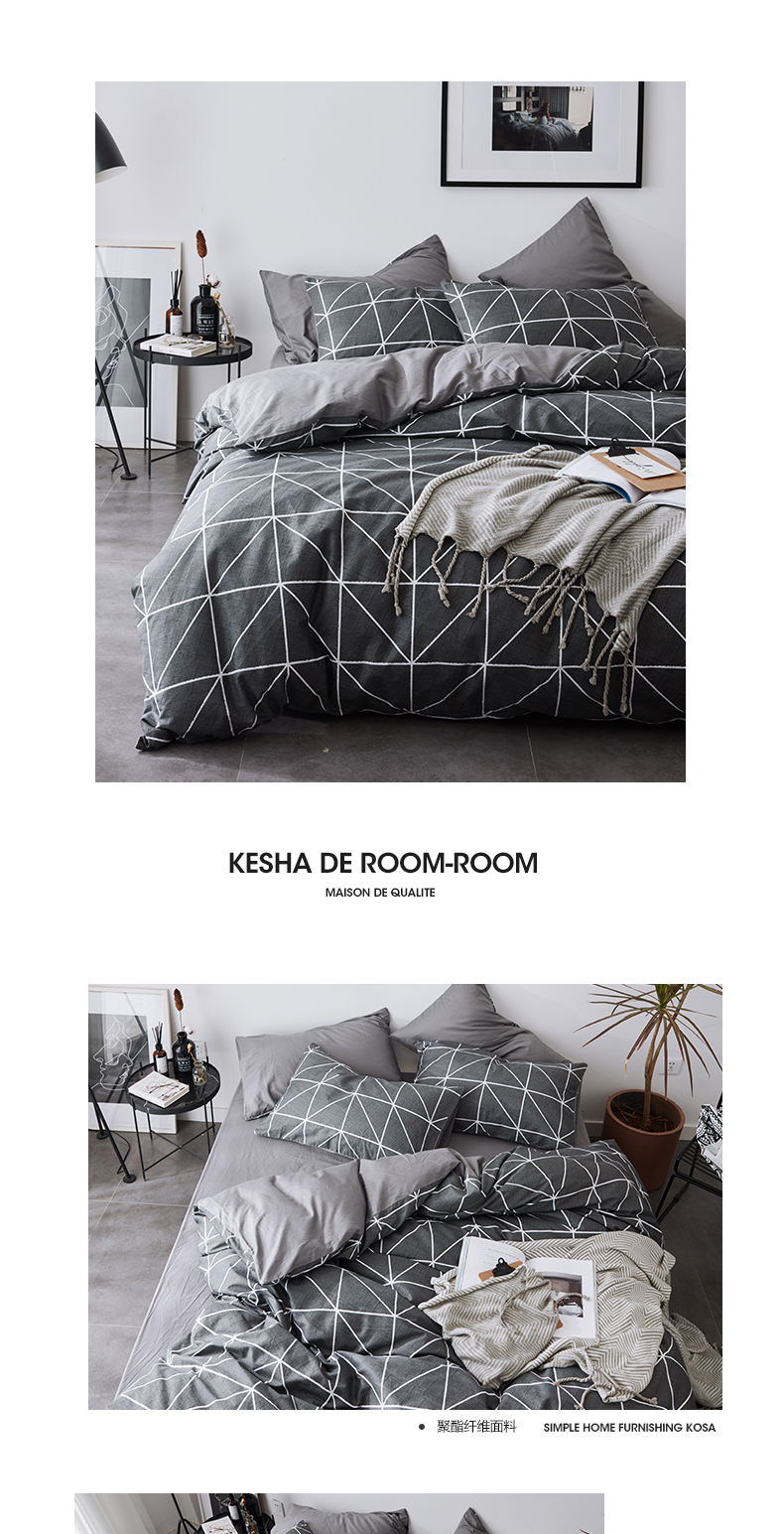 ins nordic dệt giường ngủ ở một gia đình bốn mạng đơn giản đỏ ba mảnh chăn 1.8m khăn trải giường chăn Mikasa - Bộ đồ giường bốn mảnh chăn ga gối đẹp