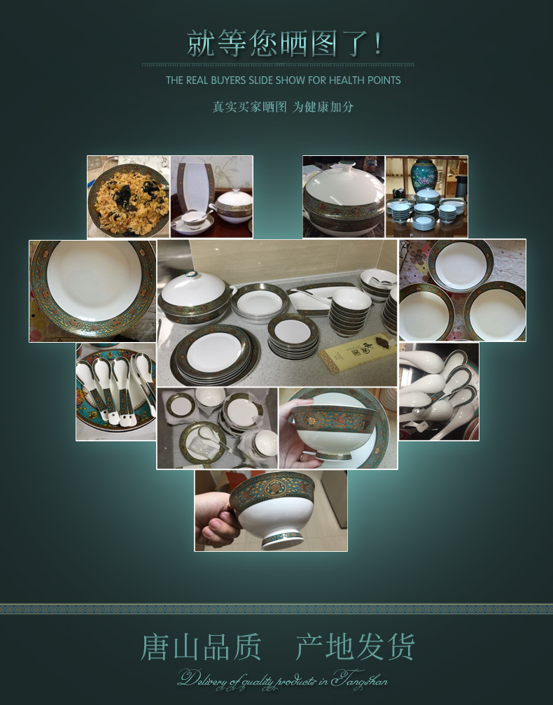 Ou ipads porcelain tableware suit 10 dishes home dishes suit Korean I and contracted style of tangshan porcelain