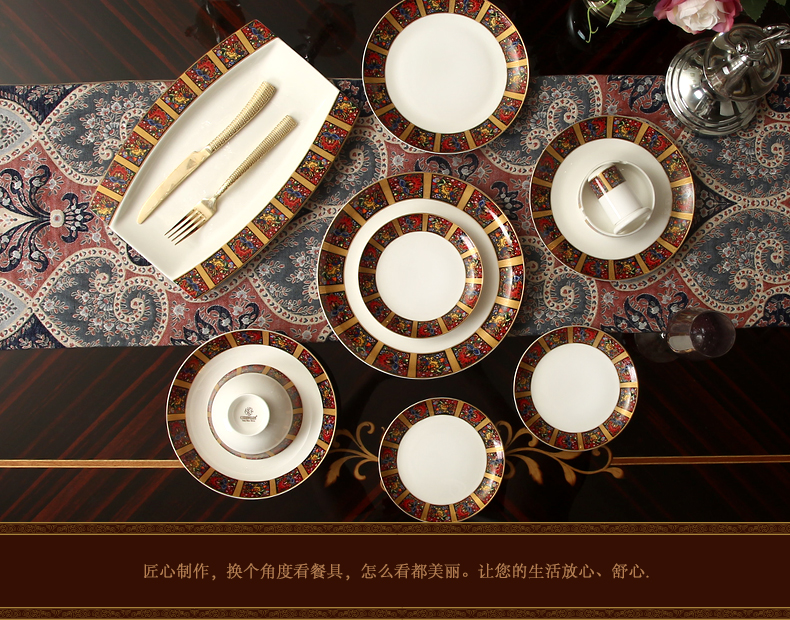 Household utensils 10 bowl dish suits for gift composite ipads ceramic bowls plate European - style wedding porcelain gifts