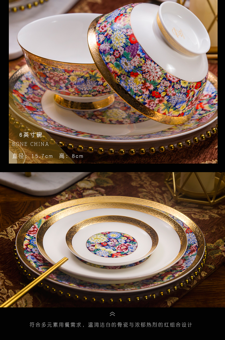 Tangshan ipads porcelain tableware suit dishes European - style 10 people with dish bowl suit western - style porcelain tableware suit the dishes