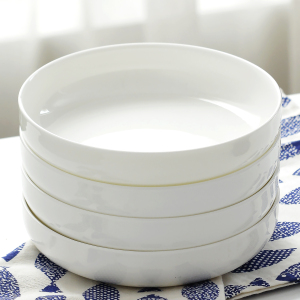 Pure White Deep Mouth Household Bone China Tableware Steamed Egg Custard Plate