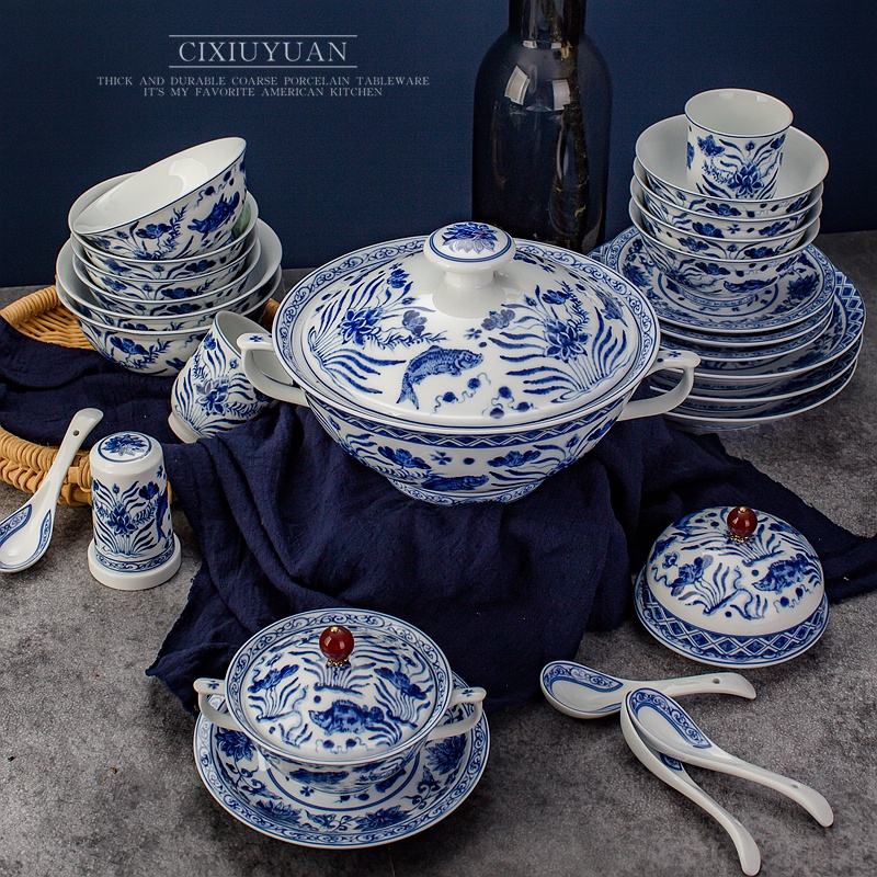 Jingdezhen glair cutlery set bowl dish dish Europe type style restoring ancient ways housewarming gift porcelain combination rice bowls