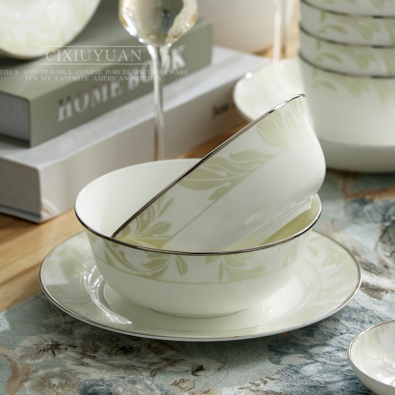 Dishes suit household European jobs Jin Bianjing ceramic bowl Korean 56 skull porcelain plate gift packages