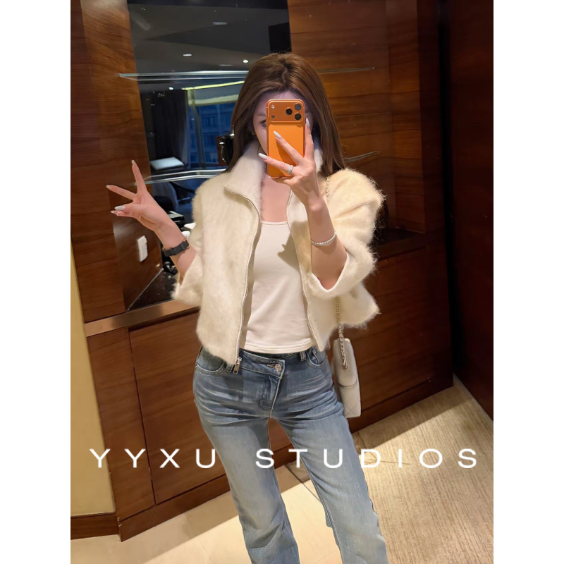 Xu Yuanyuan [Princeton] Soft and Warm Cashmere Jacket for Women, Autumn and Winter Stand Collar Zipper Jacket 5Wt0951
